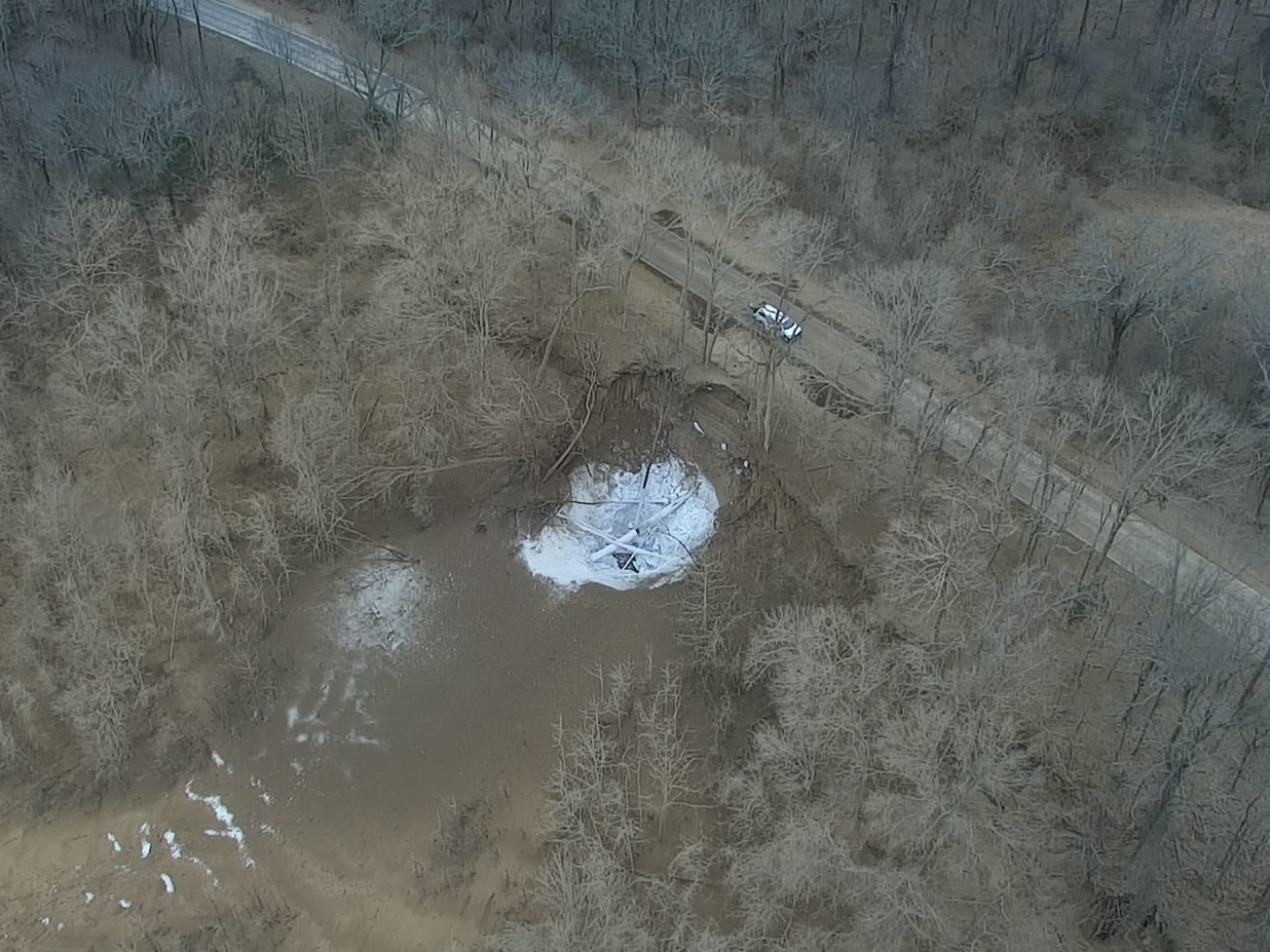 Pipeline burst in Satartia, Mississippi.